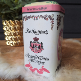 Vintage blik 'De Ruijter' Rose en Witte Muisjes