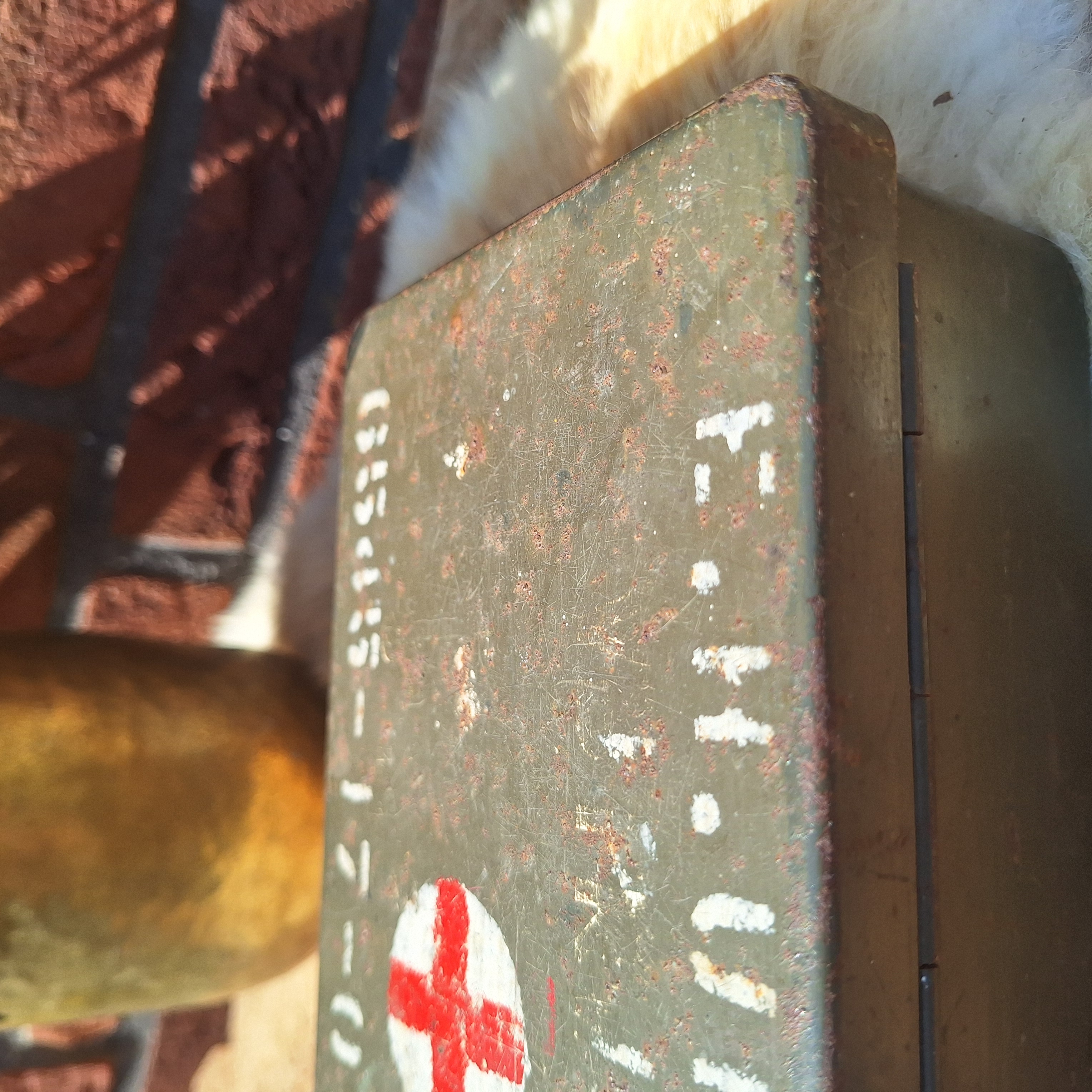 Vintage metalen hospik verbandtrommel, Jaren '50