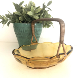 Vintage schaaltje bruin persglas met hengsel, 50'er jaren