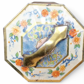 Vintage blikje hexagon/ achthoekig Chinese takken en bloemen