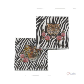 Servetten "Pardy"; zebra print met tijger in het midden
