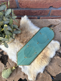 Antieke groene fluwelen wandhanger voor 2 foto's met kwast