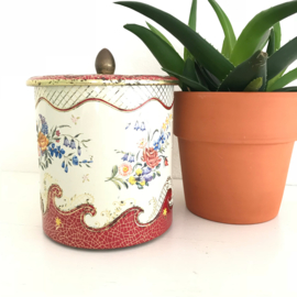 Vintage blik afbeelding bloemen wit/rood/goud