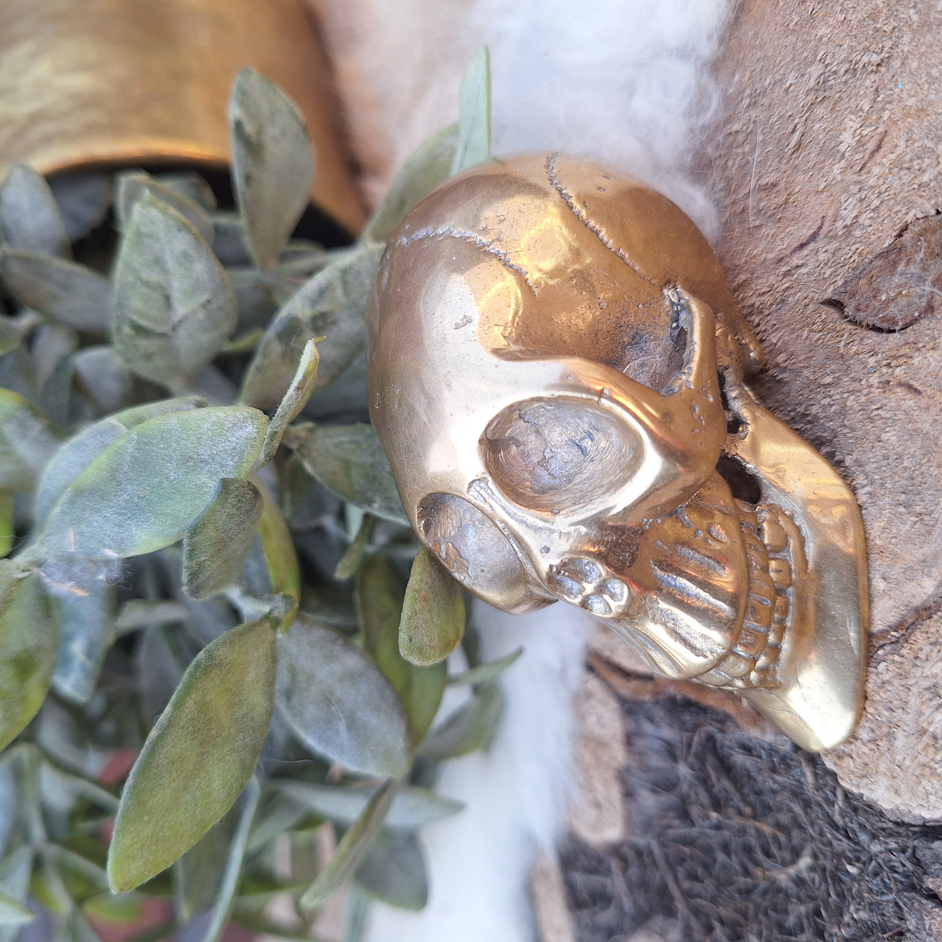Vintage decoratieve koperen skull/ schedel