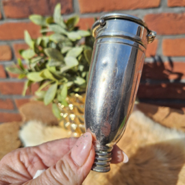 Vintage metalen container met schroefdop én druksluiting 'Mignon"