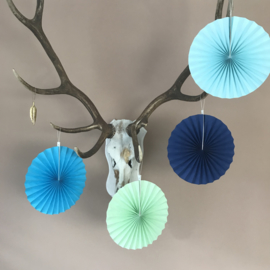 Decoratie set(12-delig) blue;  honeycombs, pom poms, slingers en waaiers