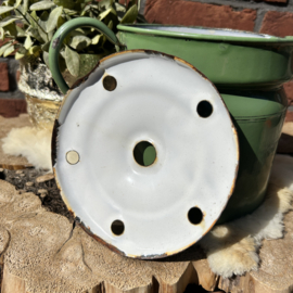 Vintage rededa-groene emaille melk koker