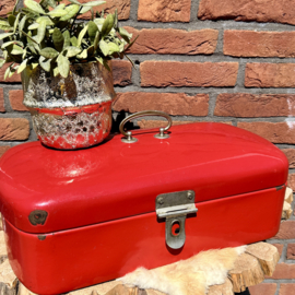 Vintage emaille broodtrommel rood, Jaren '50/'60