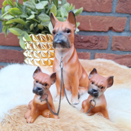 Vintage set van 3 beeldjes 'Boxers'. Moeder en 2 pups