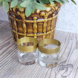 Vintage borrel glaasjes(2) met gouden bewerkte rand