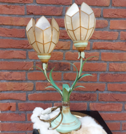 Vintage staande lamp Regency met Capiz lampenkapjes