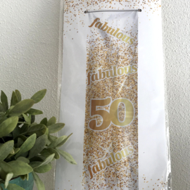 Banner goud/wit "50 ", 160 x 140 cm