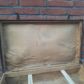 Vintage  bruine koffer van geperst karton i.cm. leder, Jaren '50