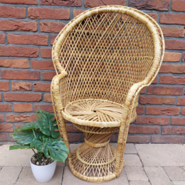 Te huur:  Vintage rotan Peacock/ Pauw kinderstoel