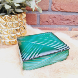 Vintage Malachiet glazen trinket/ juwelenbox, groen