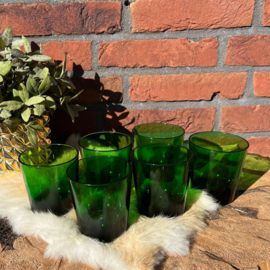 Vintage set van 6 waterglazen, groen