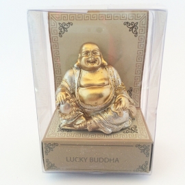 SALE:Happy Boeddha in doosje; zilver