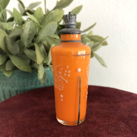 Vintage parfum flesje oranje glas, handbeschilderd