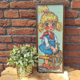 Borduur schilderij 'Meisje', big eyes'