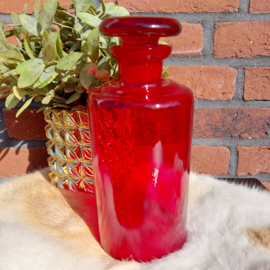 Vintage apothekers stopfles rood glas, 20 cm. nr. 36( zeldzaam)