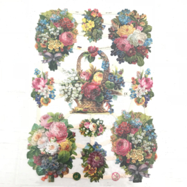 Poezie plaatjes  bloemen boekketten nr. 7345