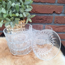 Vintage schaaltjes 6x, geperst glas, '50 jaren