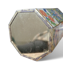 Vintage blikje hexagon/ achthoekig Chinese takken en bloemen