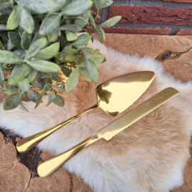 Te huur: Taartmes en taartschep:  'goud'