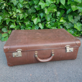 Vintage  bruine koffer van geperst karton "Globite", Jaren '50