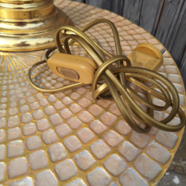 Vintage messing tafel lamp met 'kristallen'