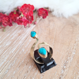 Ring "Ibiza 39, verstelbare ring , Turqoise stenen