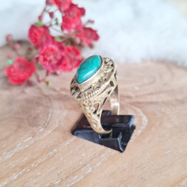 Ring "Ibiza 32", mt. 18 1/4, groene jade steen