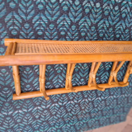 Vintage bamboe/ rotan kapstok met 4 haken, 70's