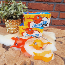 Vintage speelgoed: Set van 2 Swinging birds in verpakking