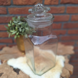 Vintage grote glazen snoeppot/ voorraadpot/ stopfles, H 30 cm