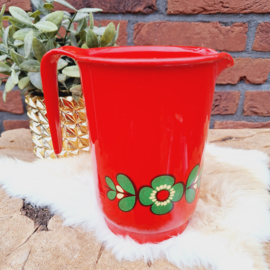 Vintage plastic schenkkan/ mixkom 70's print met bloemen