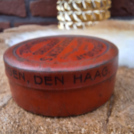 Vintage blikje letterdoosje 'Hoogeveen's verbeterd leesplankje ', Groningen- Den Haag