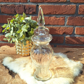 Vintage facet geslepen glazen bewaarpot met deksel