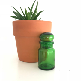 Vintage stopfles/pot groen glas uit de 70's, 9,5 cm