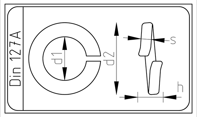 RVS Veerring voor M8 Din 127A met gebogen uiteinden.