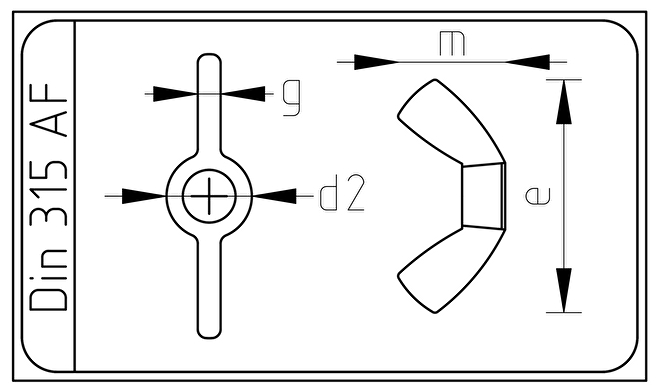 RVS A2 Vleugelmoer M4 Din 315AF.