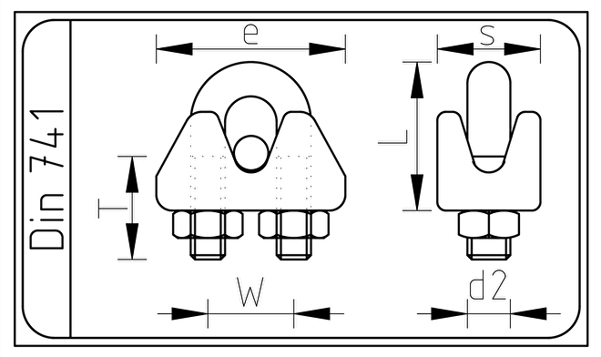 RVS Kabelklem geschikt voor 2mm draad din 741.