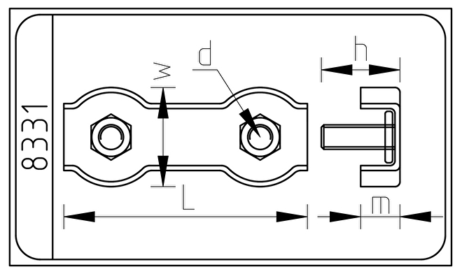 RVS A4 Draadklem duplex 5mm.