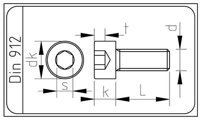 RVS Inbusbout M5x25  Din 912 / ISO 4762.