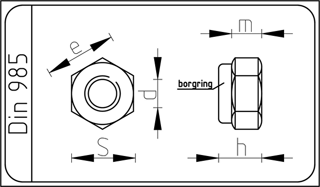 RVS Borgmoer M3 Din 985 / ISO 10511.