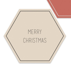 Merry Christmas hexagon  | 55mm merry christmas (creme)