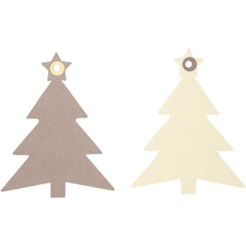Kerstboom label lichtbruin / taupe