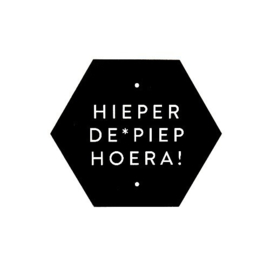 Hieper de piep hoera! | 50 mm (zwart)