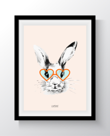 A6 - Hipster bunny oranje