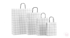 Draagtas papier grid wit (24 x 32 cm)